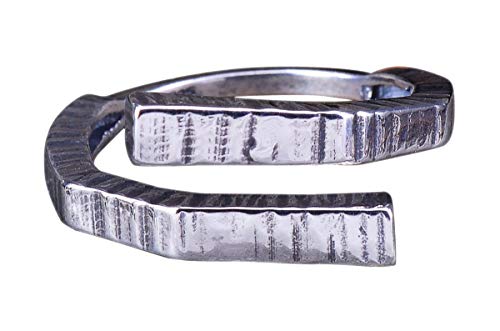 NicoWerk Anillo de plata de ley 925 para mujer, estilo vintage, estrecho, ennegrecido, acanalado, ajustable, abierto SRI576 thumbnail