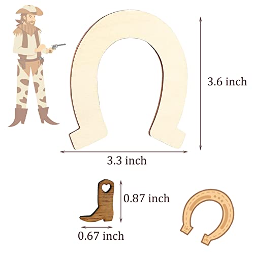 72 Pieces Unfinished Wood Horseshoe Cutouts Wooden Cowboy Boot Discs Slices Diy Wood Cowboy Themed Crafts For Western Cowboy Cowgirl Party Wedding Decorations Crafts #TOP1