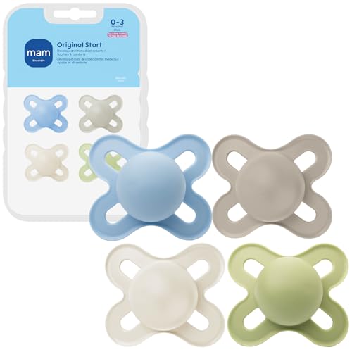 Image of MAM Original Start Matte Baby Pacifiers 0-3 Months Newborns, BPA-Free Skin Soft Silicone Nipple, Developed with Medical Experts, Easy to Clean, 4 Count