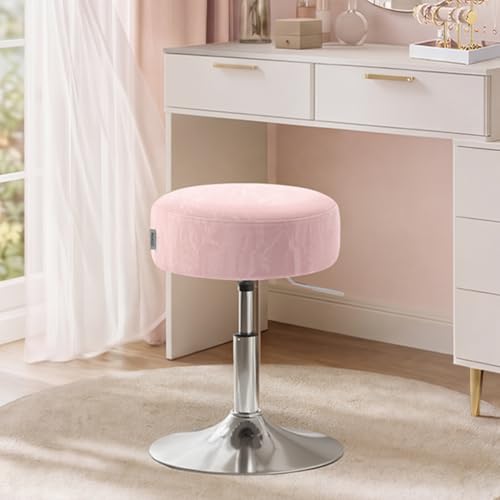 Image of VASAGLE Adjustable Bar Stool, 360 Swivel, PU Leather, Thick Cushion, for Kitchen, Dining Room Bedroom, Modern, Jelly Pink