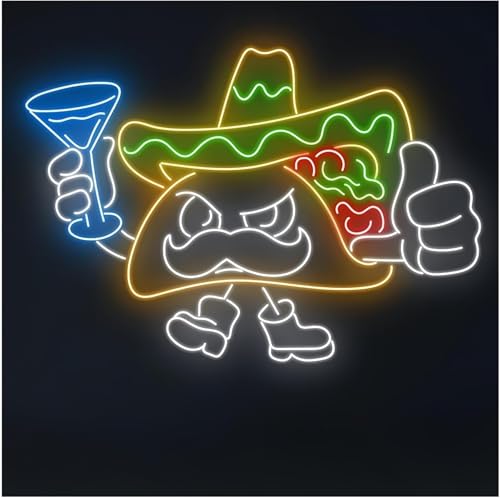Lampe néon cocktail et tacos de 58cm pour créer une ambiance apaisante de bistrot mexicain