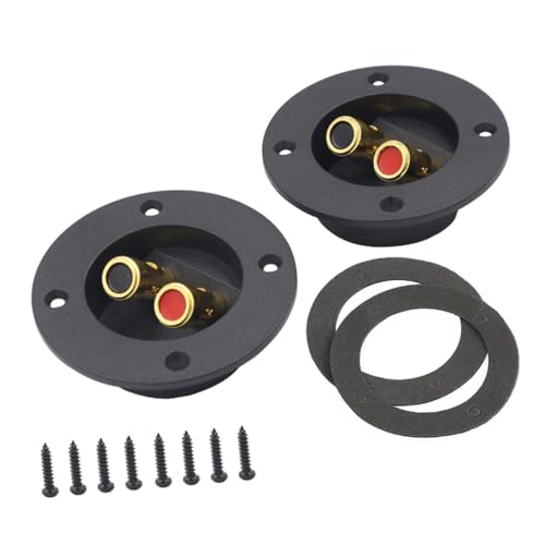 STAHAD 2個 カーオーディオ対応スピーカーターミナルカップ 車載用メッキ端子付き亜合金製 接続簡単向けスピーカー サブウーファーボック