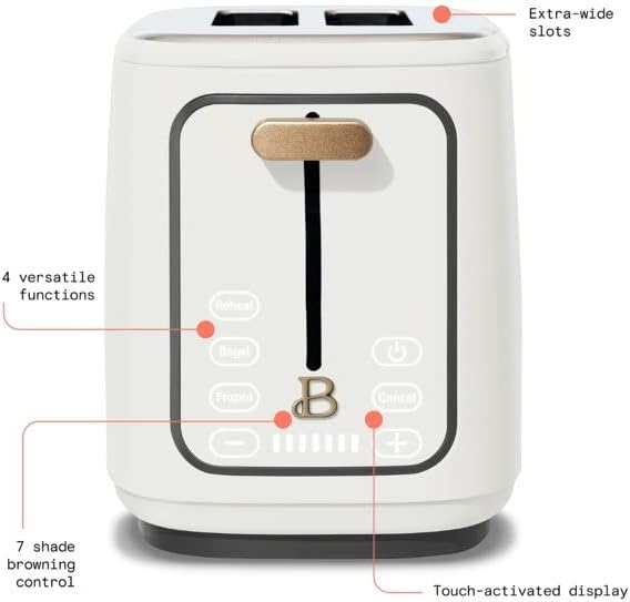 Beautiful 2 Slice Touchscreen Toaster, White Icing