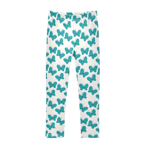 Green Butterfly Girls Leggings,Workout Leggings for Girls Toddler Athletic Leggings Size for 3-10T