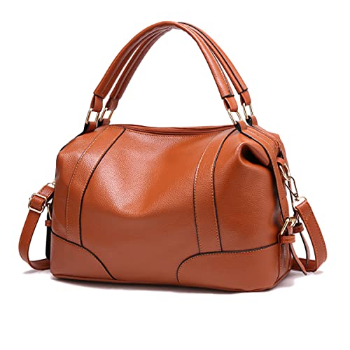 Sac de style Boston marron en cuir souple avec bandoulière réglable
