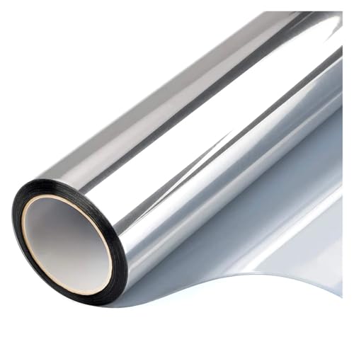 Silberne Einwegspiegelfolie, selbstklebend, UV-beständig, Sichtschutz, Fensteraufkleber, 30 x 500 cm, transparente Glastönung für den täglichen Gebrauch, einfache Anwendung