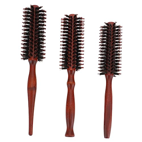 DEARMAMY 3 Piezas Peine rizador de cerdas de cerdo estilo desenredado maleza cabello cepillo desenredante pelo redondo cepillo para desenredar cepillo redondo arbol de loto