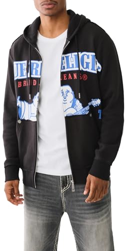 True Religion Men's Raw Exaggerated Icon Zip Up Hoodie2