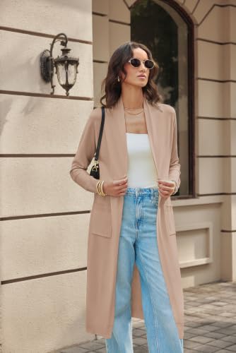 Image of GRACE KARIN Essential Solid Open Front Maxi Long Knitted Cardigan Sweater for Women