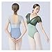 BNDDZBN Ballet Leotard Women Ballet Leotards Dance Leotard Short Sleeve Pleats Ballet Bodysuit Adult Fake Two Piece Gymnastics Leotards(Light yellow,L 165cm to 170cm)