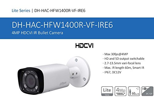 Preisvergleich Produktbild Telecamera 4 Mpx -varifocale,Smart IR. Dahua HAC-HFW1400R-VF-IRE6