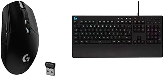Logitech G305 LIGHTSPEED Wireless Gaming Mouse, Black & G213 Prodigy Gaming Keyboard, LIGHTSYNC RGB Backlit Keys, Dedicated Multi-Media Keys, QWERTY UK Layout - Black