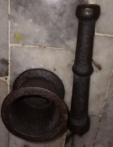 Image of Aadityaa's Cast Iron Small Size Hamam Dasta, Mortar and Pestle, Imam Dasta Masher Ural for Easily Grinding Crushing Mixing Herbs Spices and more at Home Kitchen, Pack of 1 Set.