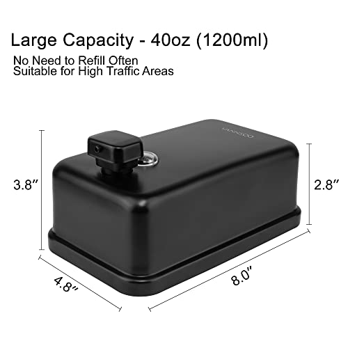 Vannsoo Wall Mounted Hand Soap Dispenser Bathroom, 1200Ml 40Oz Commercial Stainless Steel Black Liquid Soap Dispenser Wall Mount (Vertical Black) #TOP2