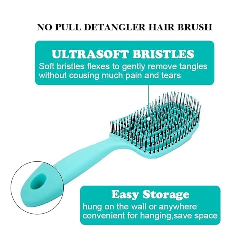 Image of Curved Vented Hair Brush for Fast Blow Drying, Professional Detangling Styling Brush for Wet & Dry Curly, Thick, Straight Hair for Women & Men (green)