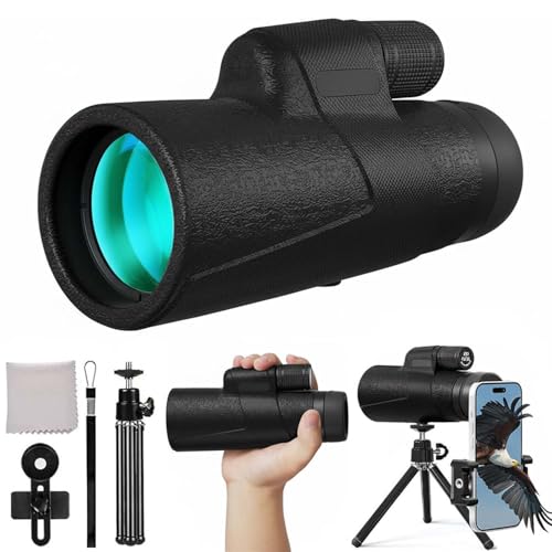 JBSZTH Monocular Telescope 12x50 High Powered for Adults, Waterproof Fogproof with Smartphone Adapter & Tripod, BAK4 Prism FMC Lens for Bird Watching Hunting Concerts Stargazing, Gift for Family by JBSZTH - Used condition - US$10.18