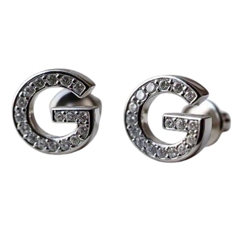 Boucles d'oreilles lettre G argent 925 et diamants CZ pour femme