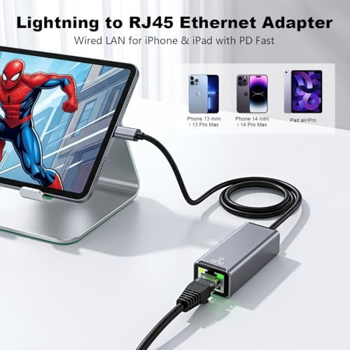 Image of Verilux RJ45 Ethernet Adapter PD 20W 480Mbps 50CM Compatible with iOS Devic