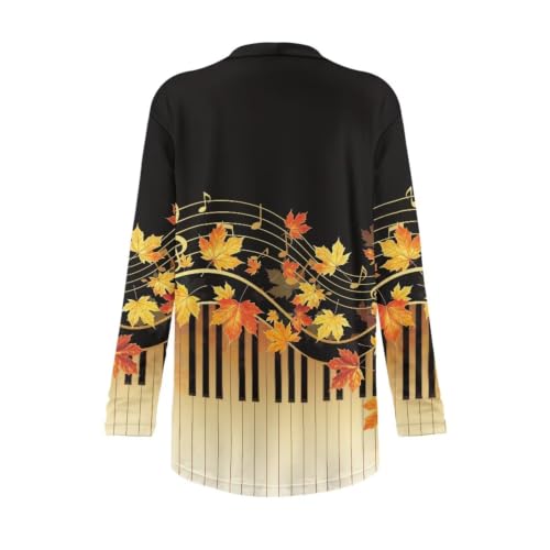 Image of Fall Maple Leaf Cardigan Sweaters for Women Long Sleeve Cardigan Soft Drape Open Front Dusters V-Neck Jackets Dressy