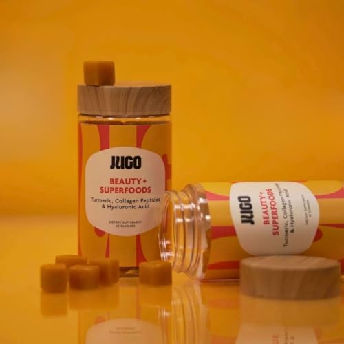 JUGO Beauty + SUPERFOODS | Hair Skin Nails Supplement with Hyaluronic Acid & Turmeric | 40 Count Plant-Based Gummies | Gelatin-Free, Non- GMO, Made in USA - Image 4