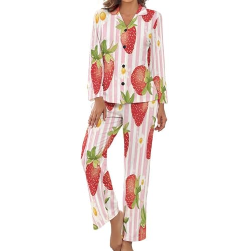 Pyjama femme manches longues en tissu doux avec pantalon taille élastique confortable