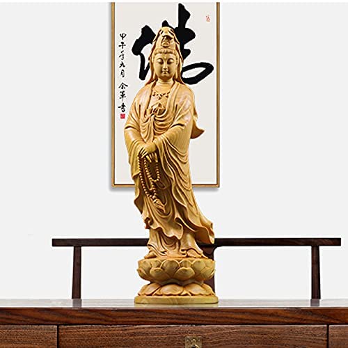 Amazon｜木彫りの仏像 観音菩薩立像 置物 ツゲ製高級木彫り 木製