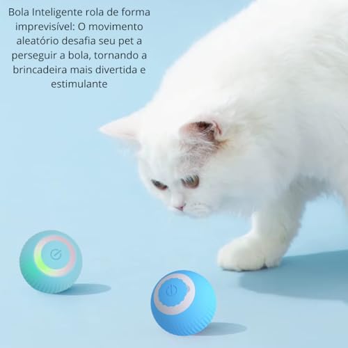 Bola Inteligente Interativa Recarregável USB para Gatos e Cachorros Brinquedo Estimulante e Divertid