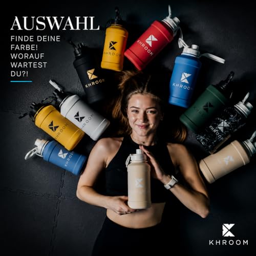 Khroom Edelstahl Trinkflasche 1,3 Liter Sport und Fitness (Vanilla Cream) – Ansicht 6