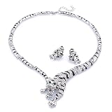 Trendy Gold Color Handmade Enameled Leopard Tigle Crystal Necklace Bracelet Earrings Ring Party Cost