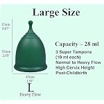 SHORDY Reusable Menstrual Cups (Large) Set of 2 with Mini Box, Medical Grade Silicone, Coupe Menstruelle, Safe Period Cup, Heavy Flow Kit, Feminine Hygiene, Tampons, Pads & Disc Alternative (Green) - Image 4