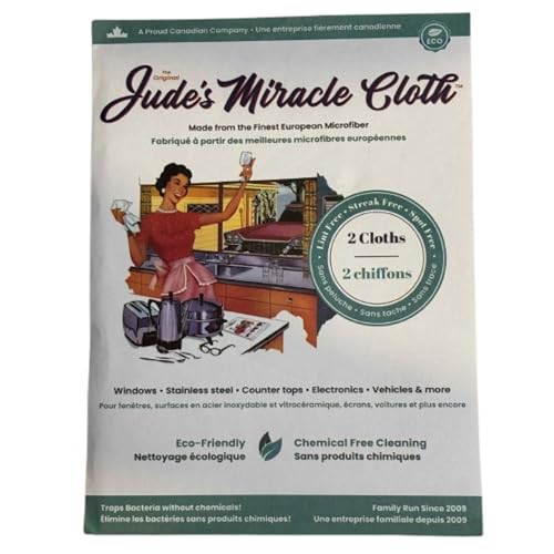 Jude's Miracle Cloth Lot de 2 microfibres anti-traces Blanc/Bleu JMC2PK