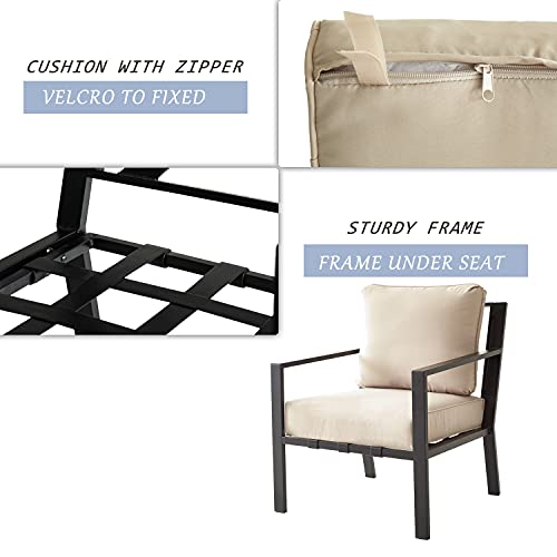 Image of LOKATSE Home Outdoor Club Chair Patio Metal Dining Sofa with Steel Frame for Porch, Deck, Poolside