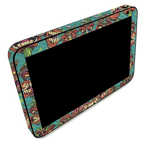 Image of MightySkins Carbon Fiber Skin Compatible with Amazon Echo Show 8 (Gen 2) - Crazy Tikis | Protective, Durable Textured Carbon Fiber Finish | Easy to Apply | Made in The USA