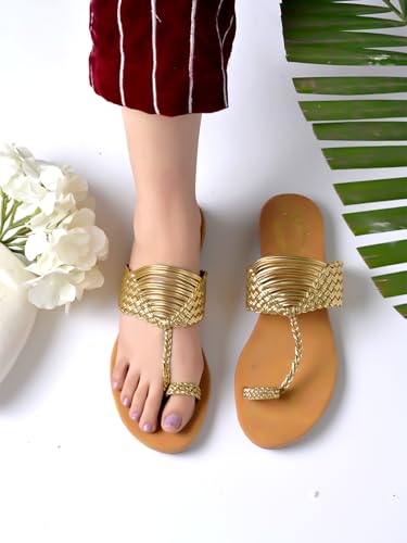 Image of Shoetopia Chic Comfort & Stylish Kolhapuri Flats For Women & Girls