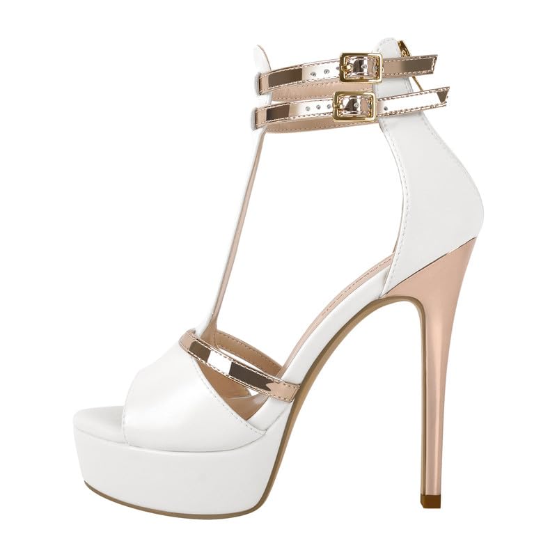 Only maker Plateau Sandalen mit Stiletto Absatz Riemchensandalen High Heels Zweifarbig
