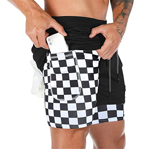 Surenow Shorts de corrida masculinos, shorts de corrida de treino para homens, shorts furtivos 2 em