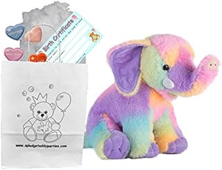 Rainbow Elephant - Teddy Bear Soft Plush Toy - 10 inch / 25cm - Build your own Teddy Bear - Party Kit