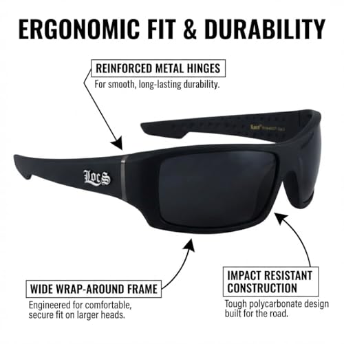 Image of Locs Men's Rectangular Hardcore Wrap Sunglasses - 9054 & 91264 Series
