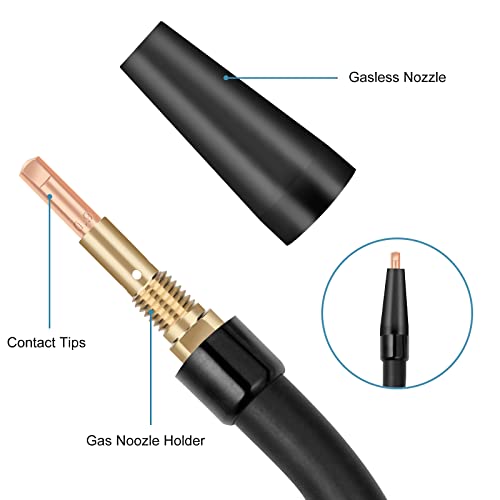 Sunjoyco 16 Pcs Flux Core Gasless Nozzle Tips Kit K3493-1, 0.035" Contact Tips & Gas Diffusers Mig Welding Gun Accessory Compatible With Century Fc90/80Gl Forney Titanium Lincoln Craftsman Chicago #TOP4