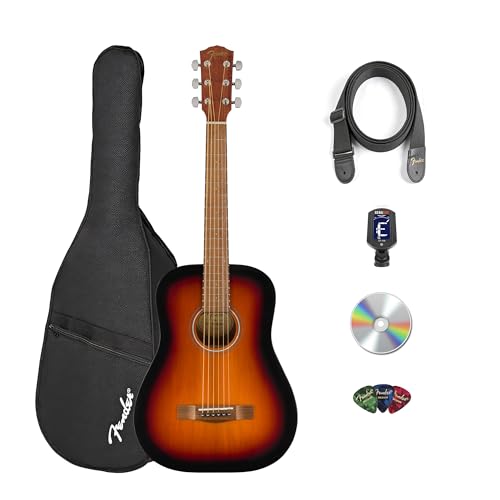 Fender FA-15 3/4-Scale Kids Steel String Acoustic Guitar - Sunburst Learn-to-Play Bundle with Gig...