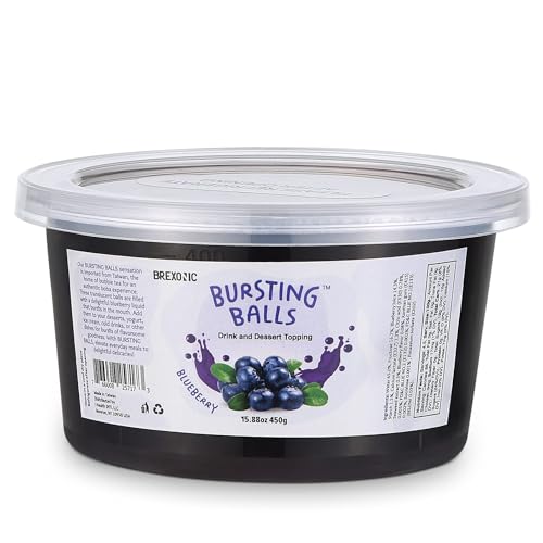 Brexonic Boba Pearls, Blueberry Popping Bursting Boba, Tapioca Pearls For Bubble Tea (Blueberry, 1 Lb 1 Pack)
