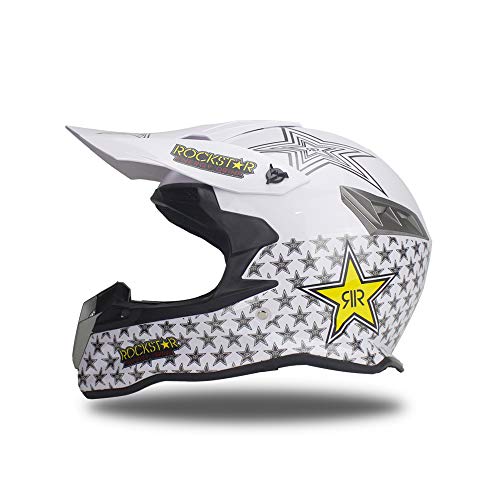 Woljay Casques motocross Casque sport moto sport double sport Saleté Bicyclette VTT Blanc (XXL)