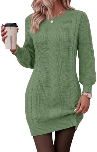 Kistore Strickkleid Damen Rundhalsausschnitt Kleid Strickpullover 2026 S-XL | Winterkleider Damen,Knitted Strickkleid,Damen Mode 2026
