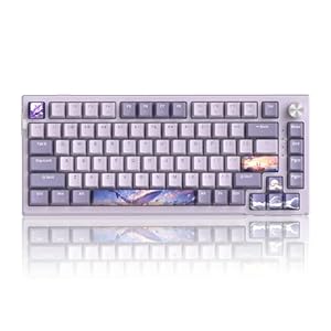 MageGee SKY81 75% Wireless Gasket Mechanical Gaming Keyboard, Hot Swappable RGB Custom Creamy Keyboard w/ 5-Layer Padding, BT/2.4G/USB-C, Knob Control, NKRO for Win/Mac (Dreamy Sky, Violet Switch)
