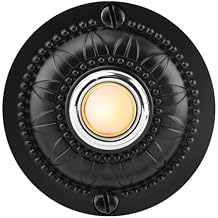 Round Metal Doorbell Push Button, Wired Metal LED Lighted Up Iron Decorative Wall Mounted Doorbell Push Button Replacement for Home Universal Garage Front Door Opener Switch