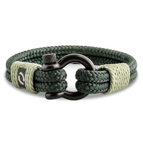 Mens Rope Bracelet with Stainless Steel Shackle