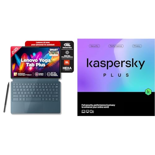 Image of Lenovo Yoga Tab Plus Smartchoice AI Tablet with Pen + Keyboard |12.7 inch Display, 3K Resolution, 144 Hz|16GB RAM, 512GB ROM + Kaspersky Plus 1 Device 1 Year (Physical Pack)