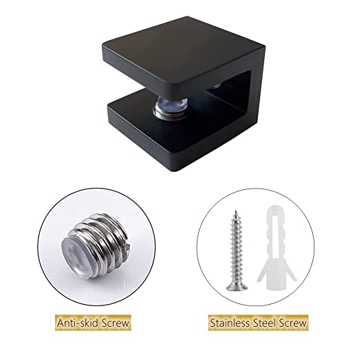 LukLoy Brass Glass Clamp, No Drilling Glass Holder, Glass Shelf Bracket, Glass Clip Support for 8mm - 10mm Glass (4, Matte Black) - Image 4