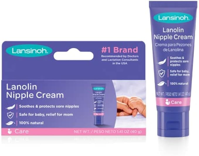 Lansinoh Lanolin Nipple Cream, Safe for Baby and Mom, Breastfeeding Essentials, 1.41 Ounces