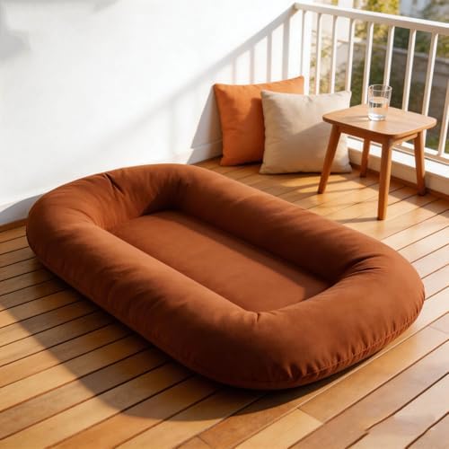 Floor Seats & Loungers, Lounger Pillow for 0-24 Months, Soft Cotton Breathable (Coffee) - 2